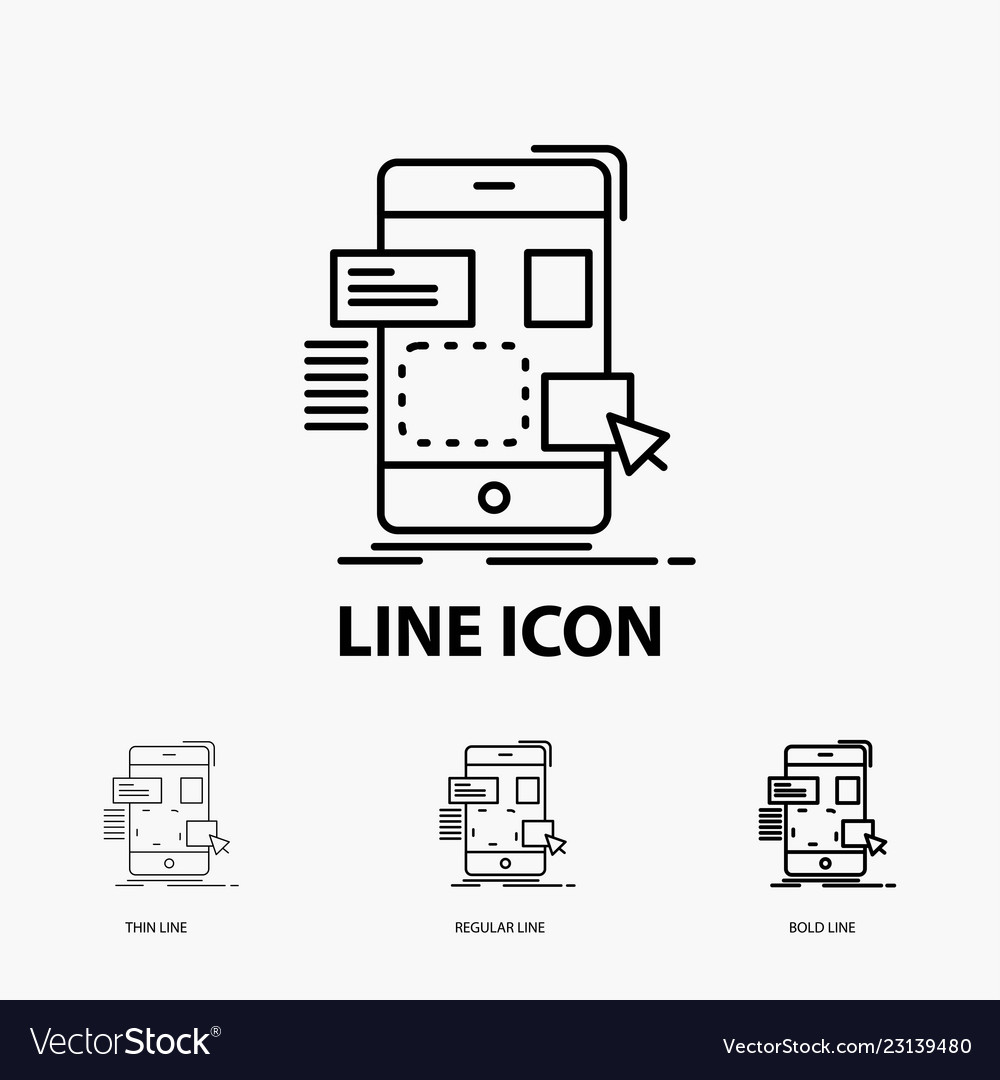 Ziehen Sie mobiles Design ui ux-Symbol in dünnen regelmäßigen vector image Ziehen Sie mobiles Design ui ux-Symbol in dünnen regelmäßigen