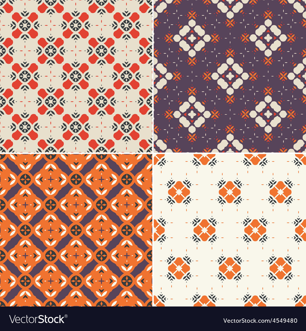 Elegant collection four geometric seamless Vector Image