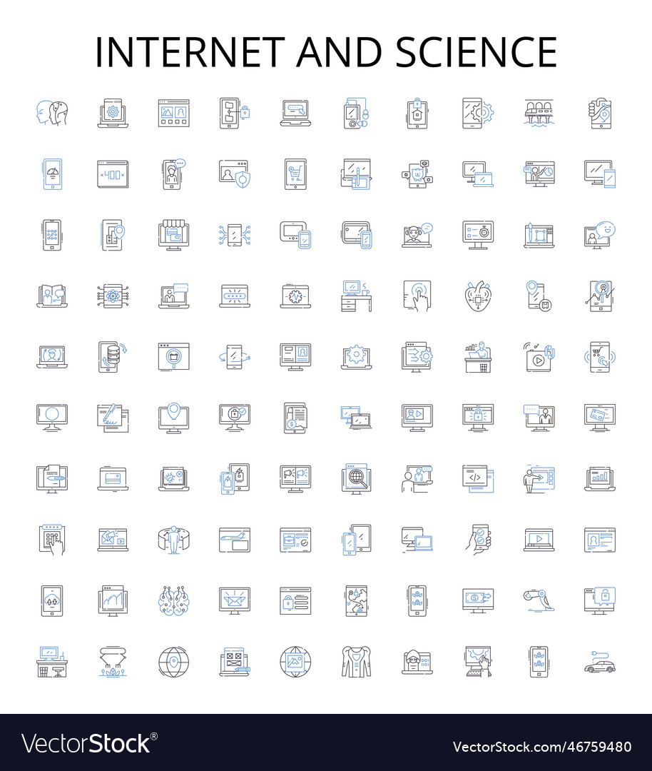 Internet and science outline icons collection vector image Internet and science outline icons collection