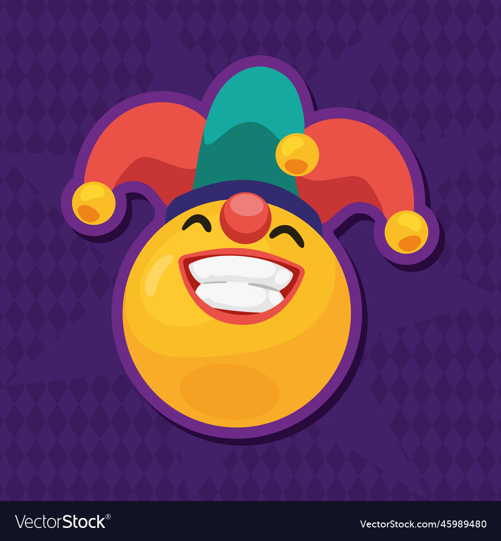 Joker emoticon face smiling Royalty Free Vector Image