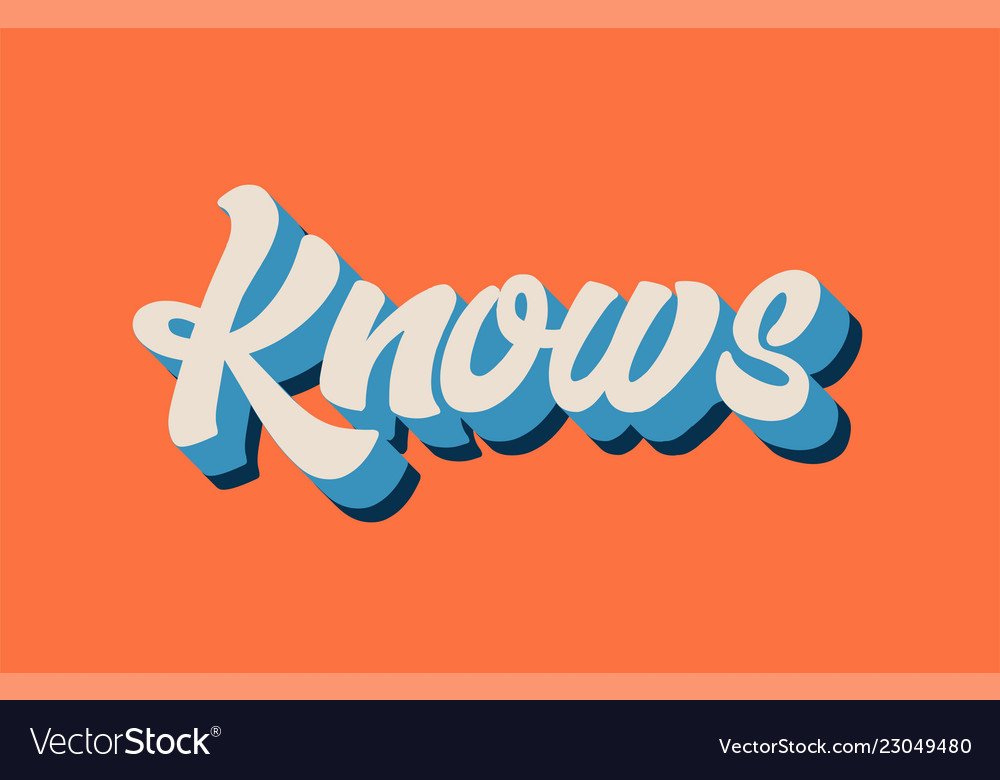 Orange blue white knows hand written word text Vector Image