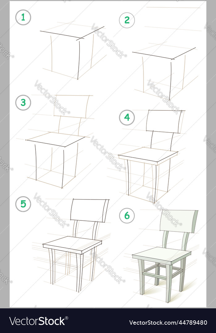 Page shows how to learn step by draw vector image Page shows how to learn step by draw