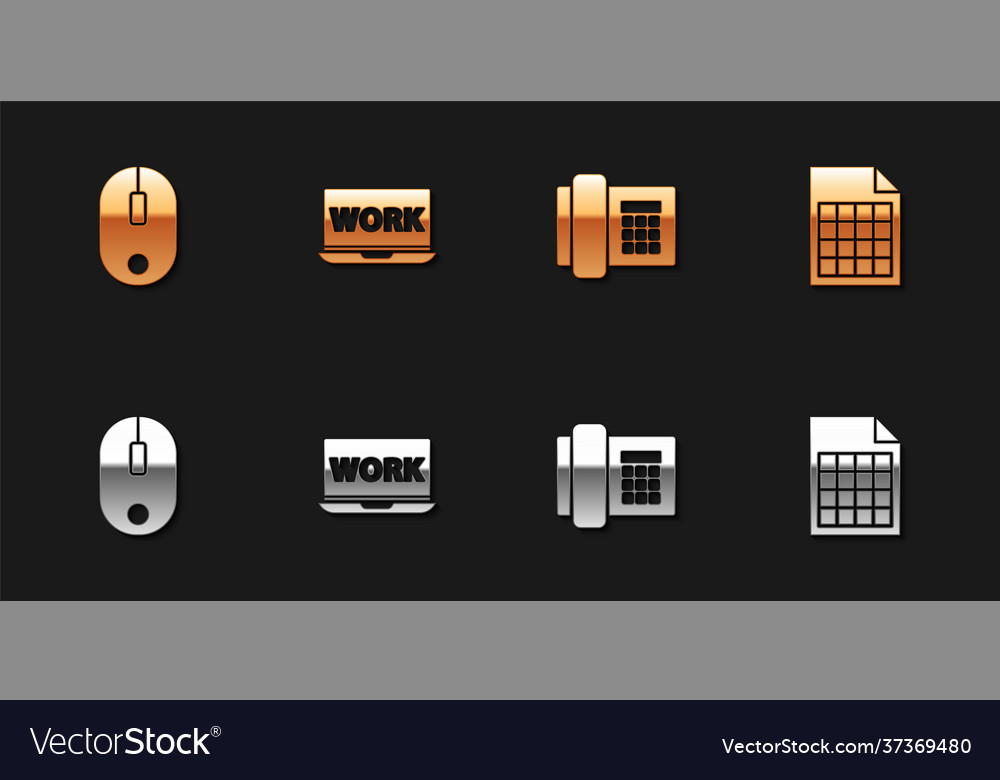 Set computer mouse laptop with text work vector image Set computer mouse laptop with text work