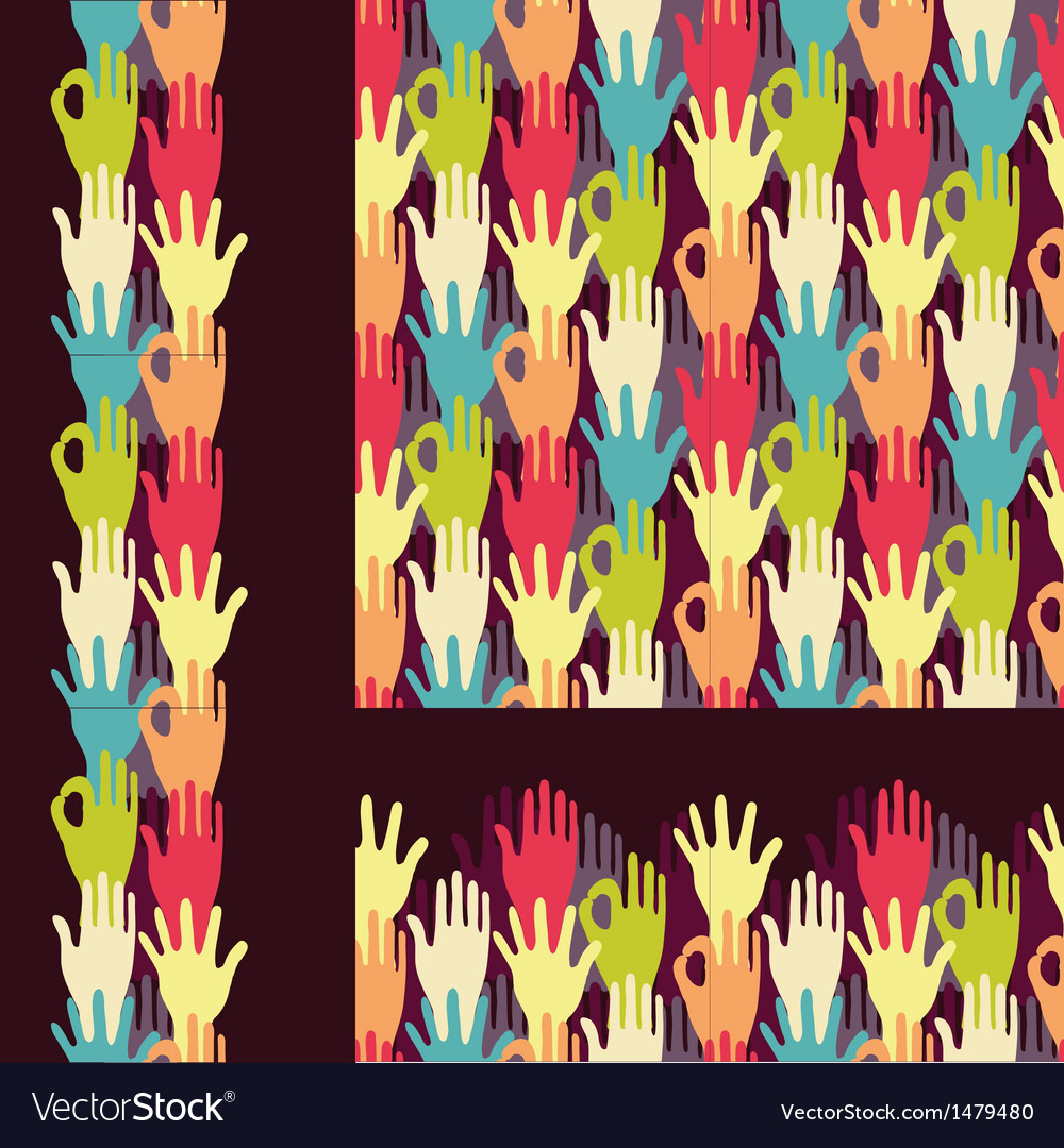 Set of hands in the crowd seamless pattern