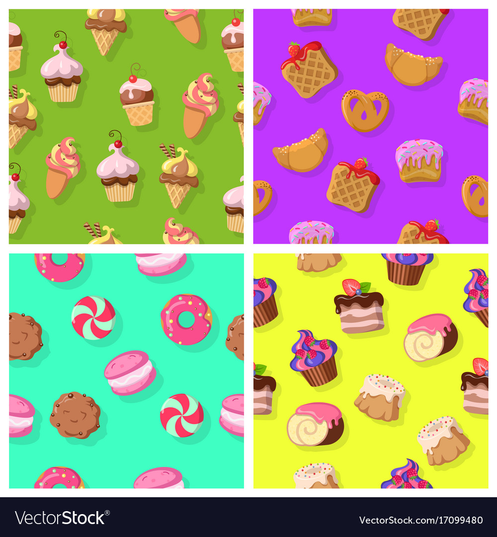Set of seamless patterns with confectionaries