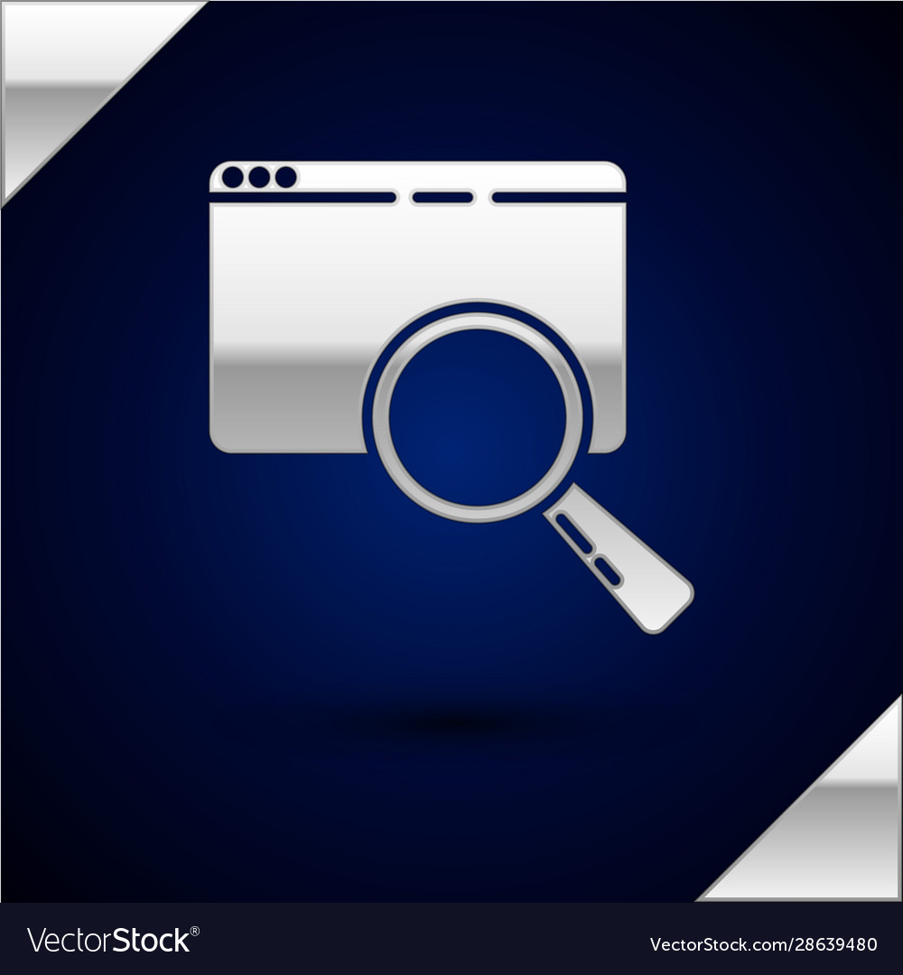 Silver search in a browser window icon isolated