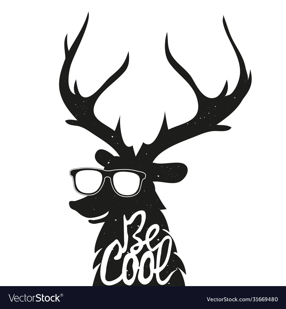 Typography poster with stylish black deer animal Vector Image Typography poster with stylish black deer animal Vector Image