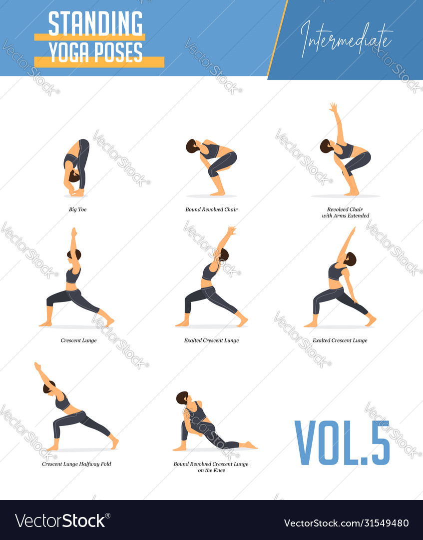 Yoga poses for concept balancing standing poses Vector Image