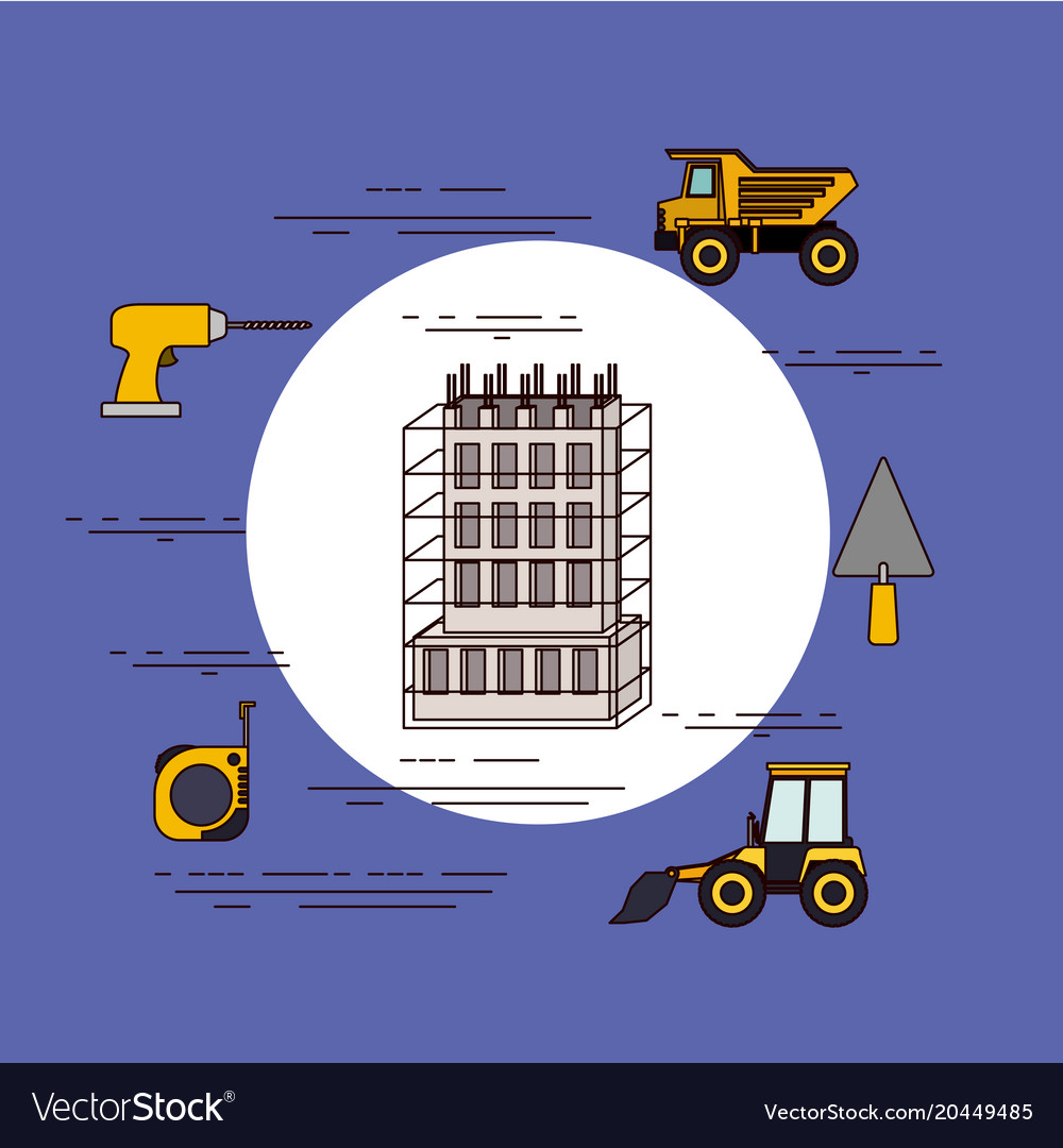 Color background circular frame of building under