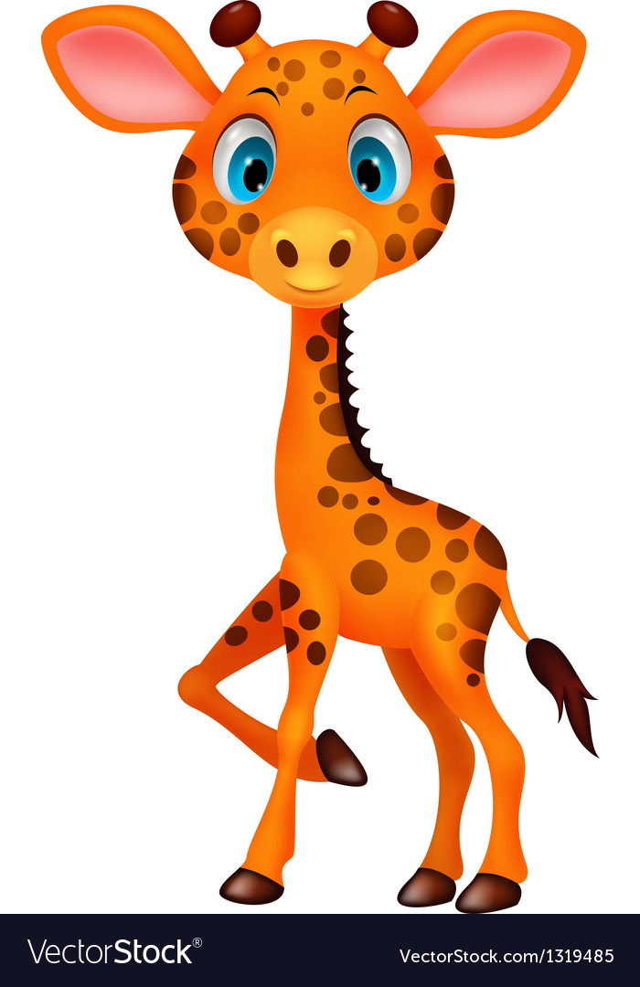 Cute baby giraffe cartoon Royalty Free Vector Image