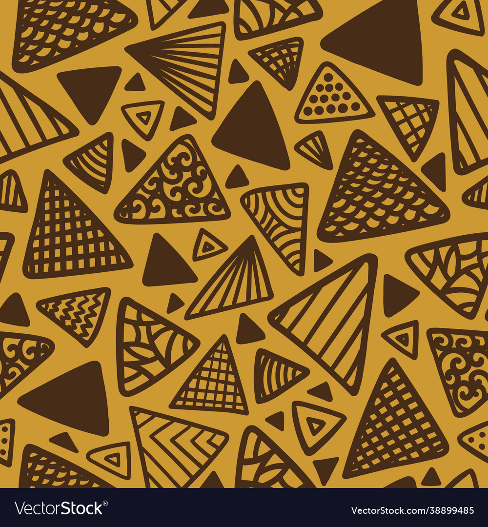 Golden seamless background with various triangles