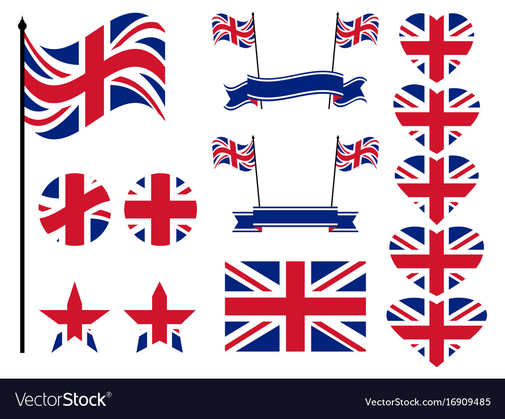 Große britain Flag-Set Sammlung von Symbolen