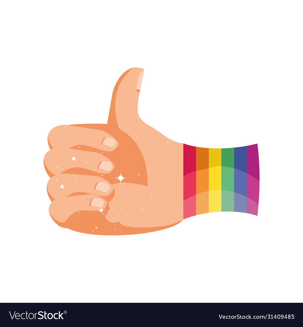 hand-in-gay-pride-approval-symbol-on-white-vector-image