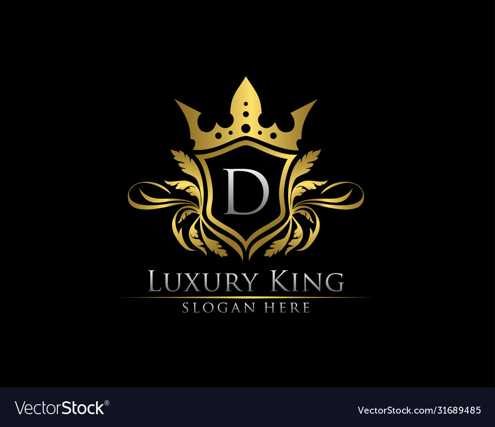 Luxury royal king d letter heraldic gold logo