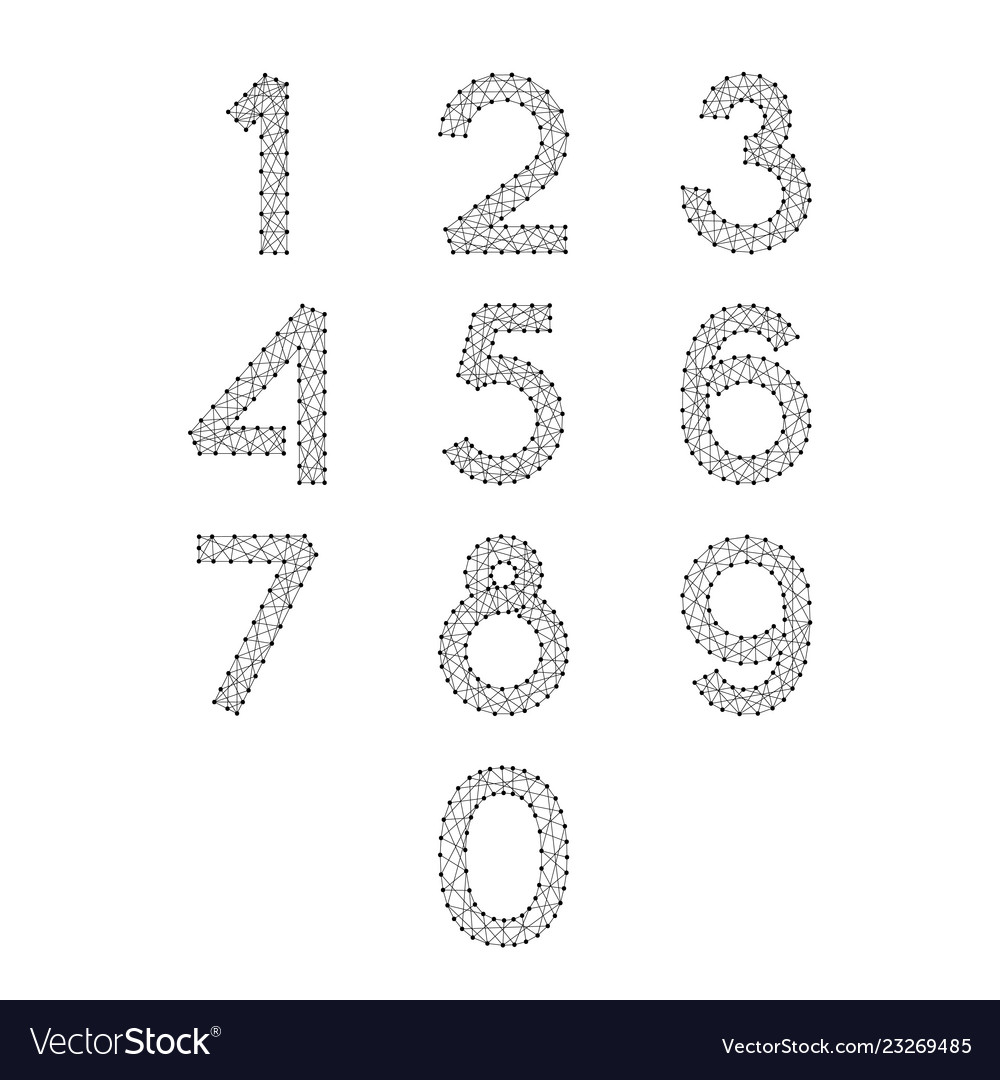 Numbers font set from 0 to 9 abstract