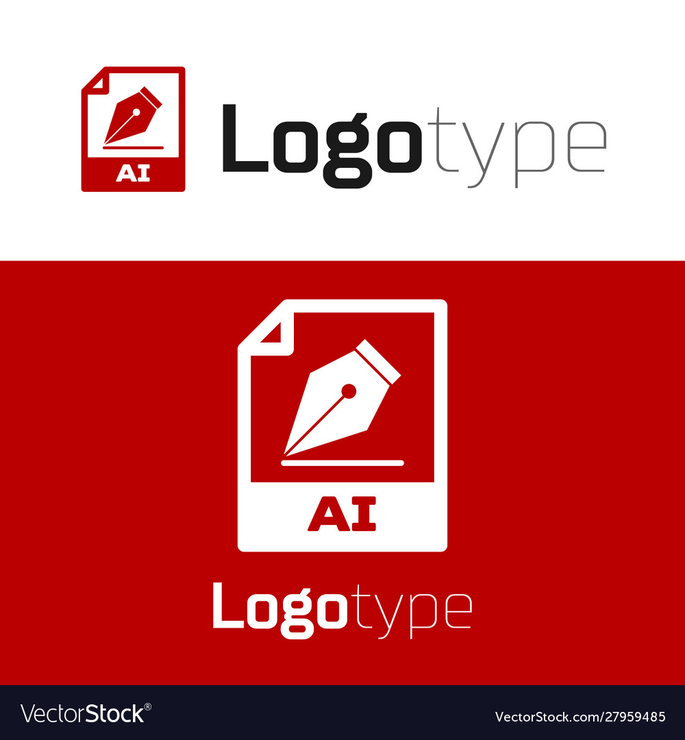 Red ai file document download button icon vector image Red ai file document download button icon