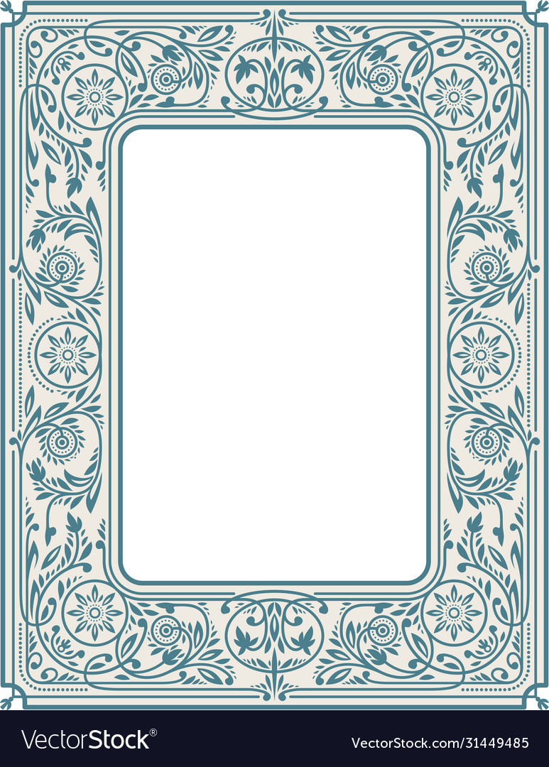 Retro floral border or frame Royalty Free Vector Image