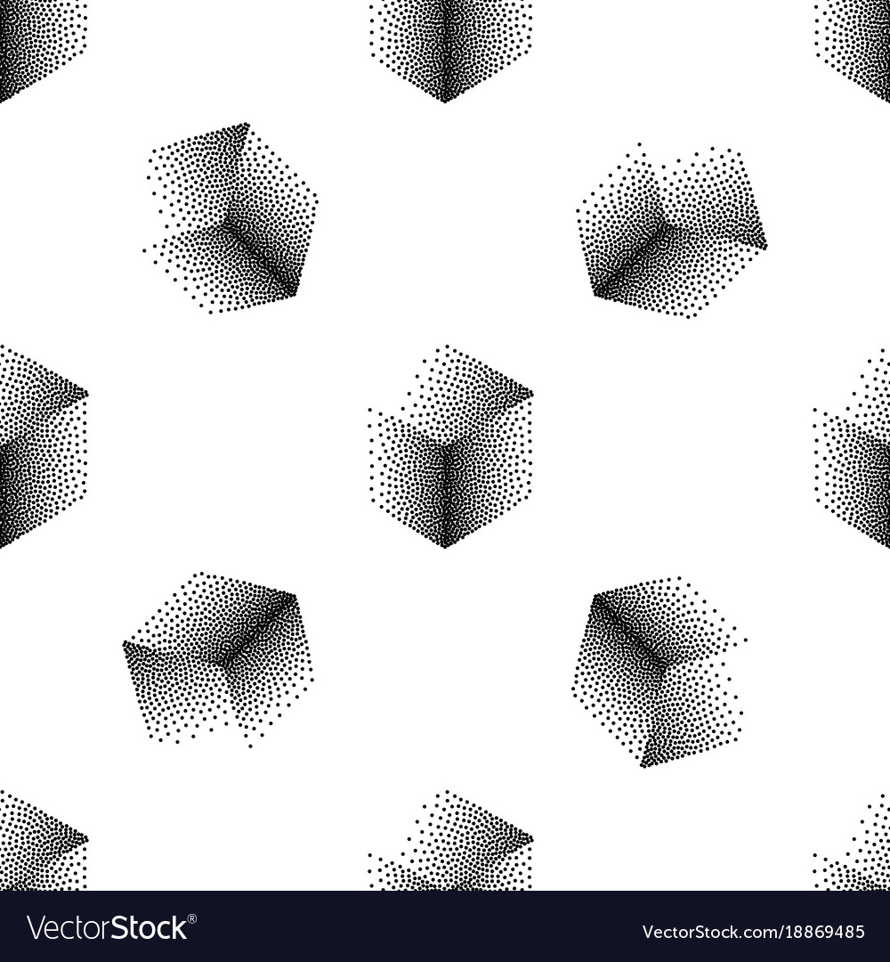 Seamless abstract pattern with dotted cubes