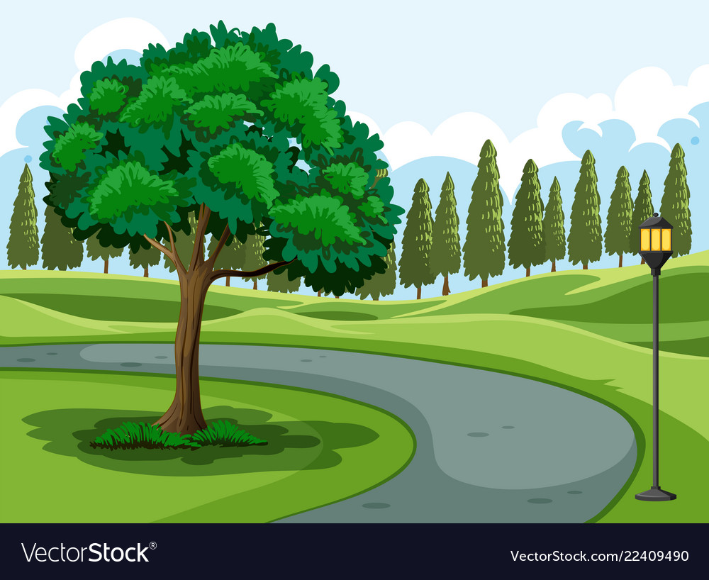 A Green Nature Park Royalty Free Vector Image Vectorstock