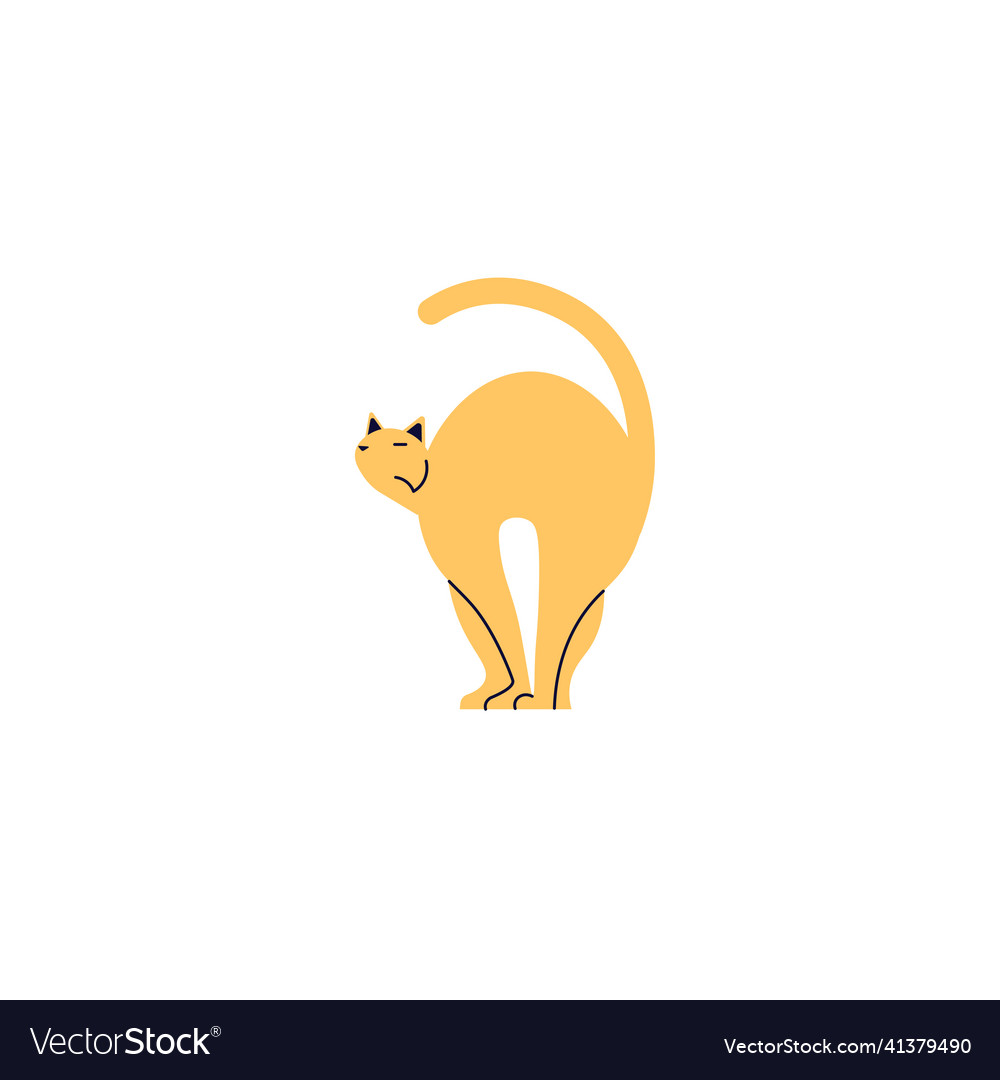 Arched Ginger Cat - Hissing Silhouette