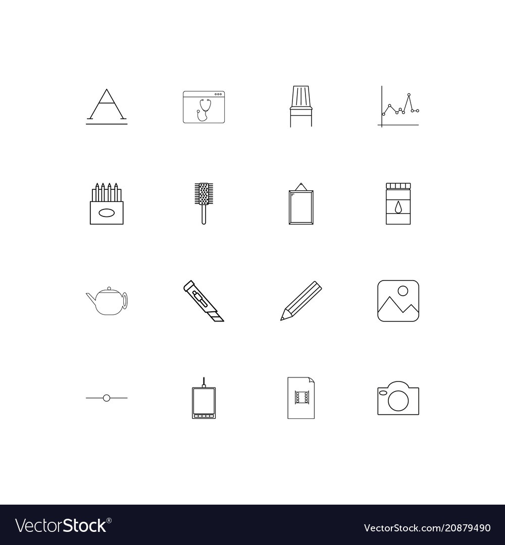 Creative process and design linear thin icons set