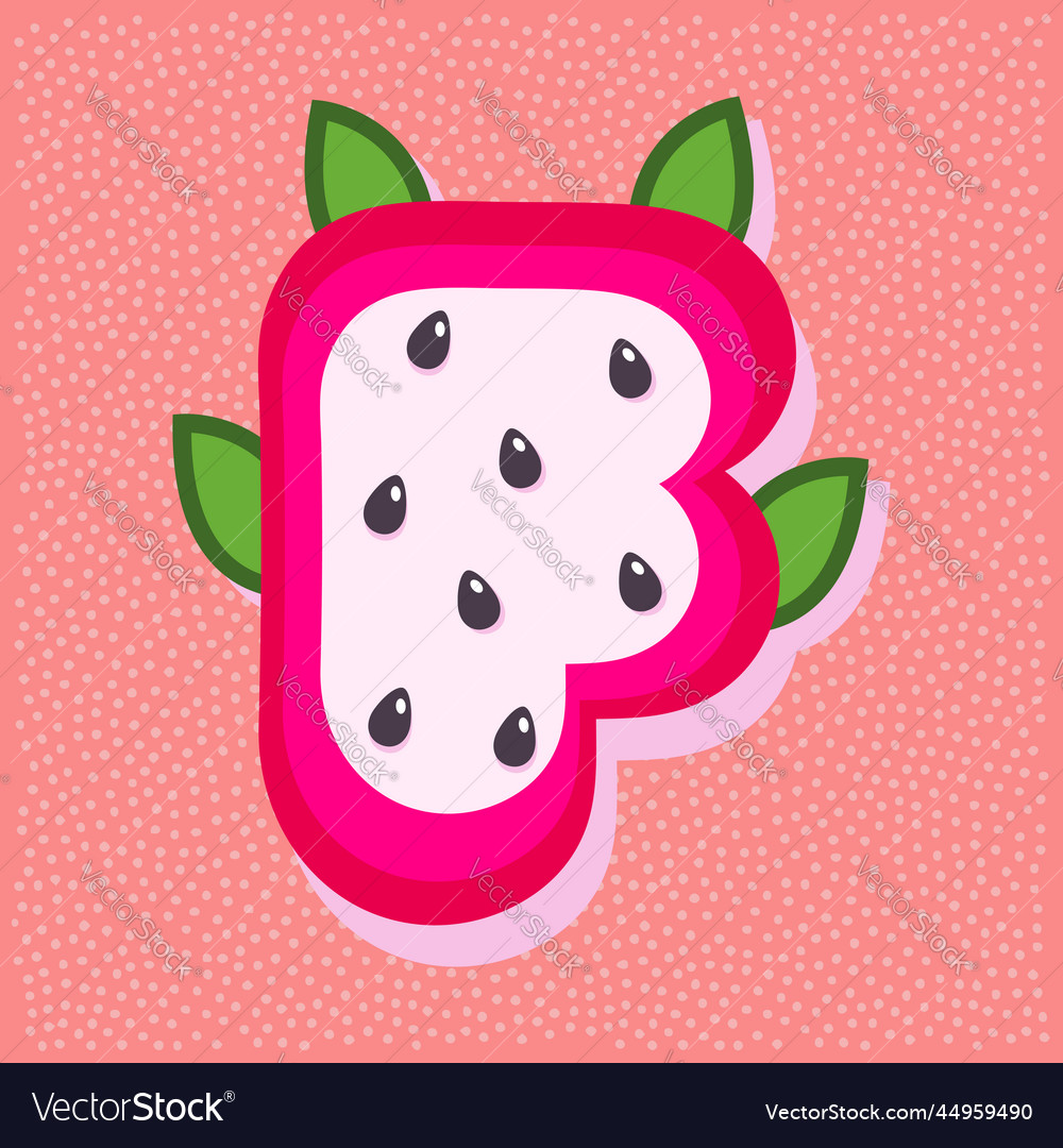 Dragon fruit style alphabet text letter f