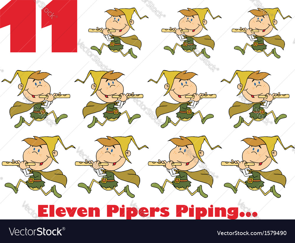 Eleven pipers piping Royalty Free Vector Image