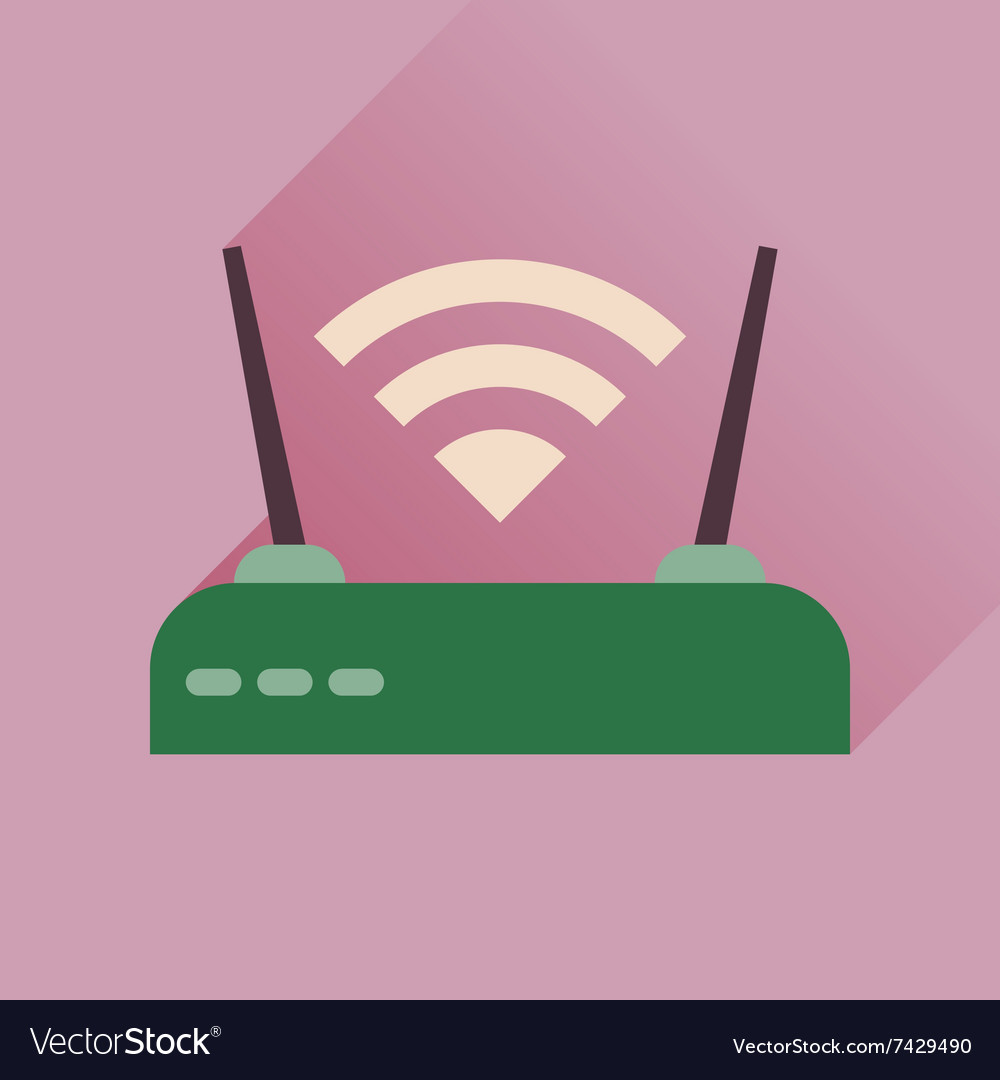 Flat icon with long shadow wi fi modem Royalty Free Vector