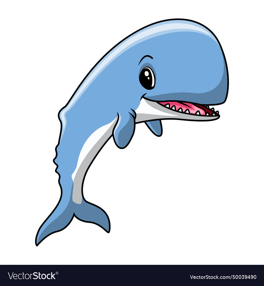 Funny cute whale cartoon a smile