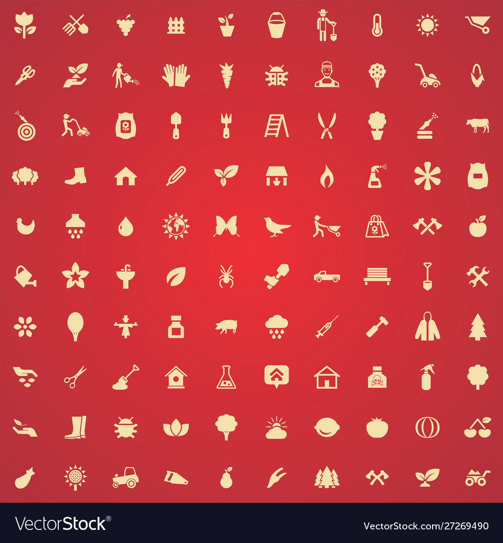 Gardening 100 icons universal set for web and ui
