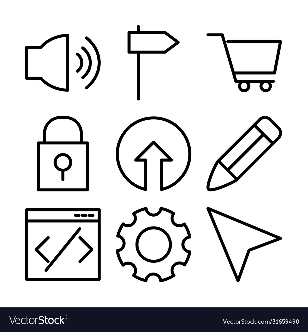 Padlock and user interface icon set line style