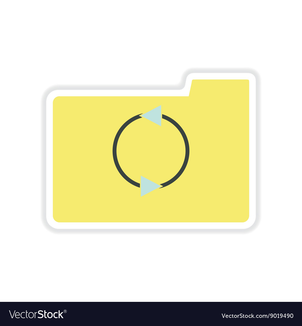 Paper sticker on white background arrow folder