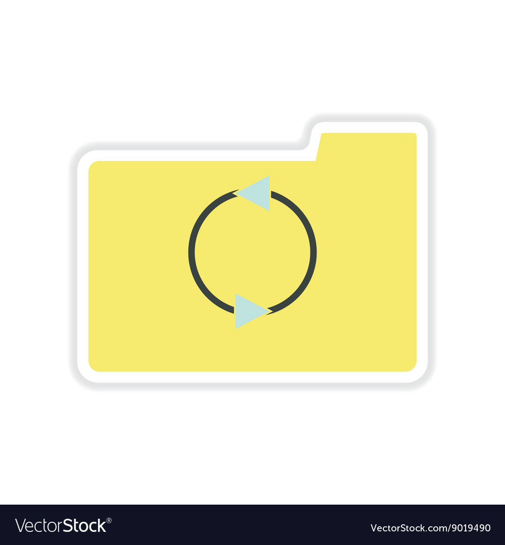 Paper sticker on white background arrow folder