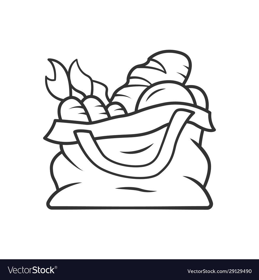 Reusable produce bag inear icon vector image Reusable produce bag inear icon