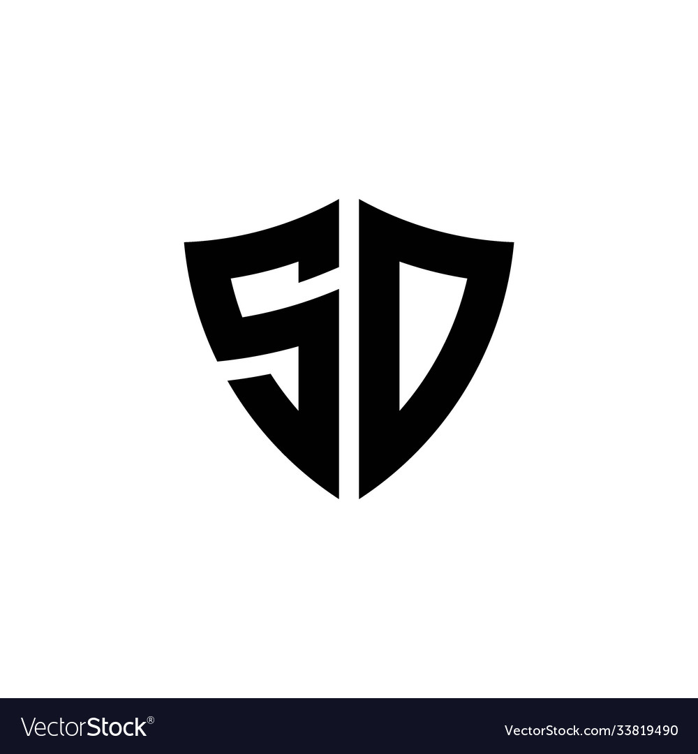 Sd monogram logo with shield shape design template
