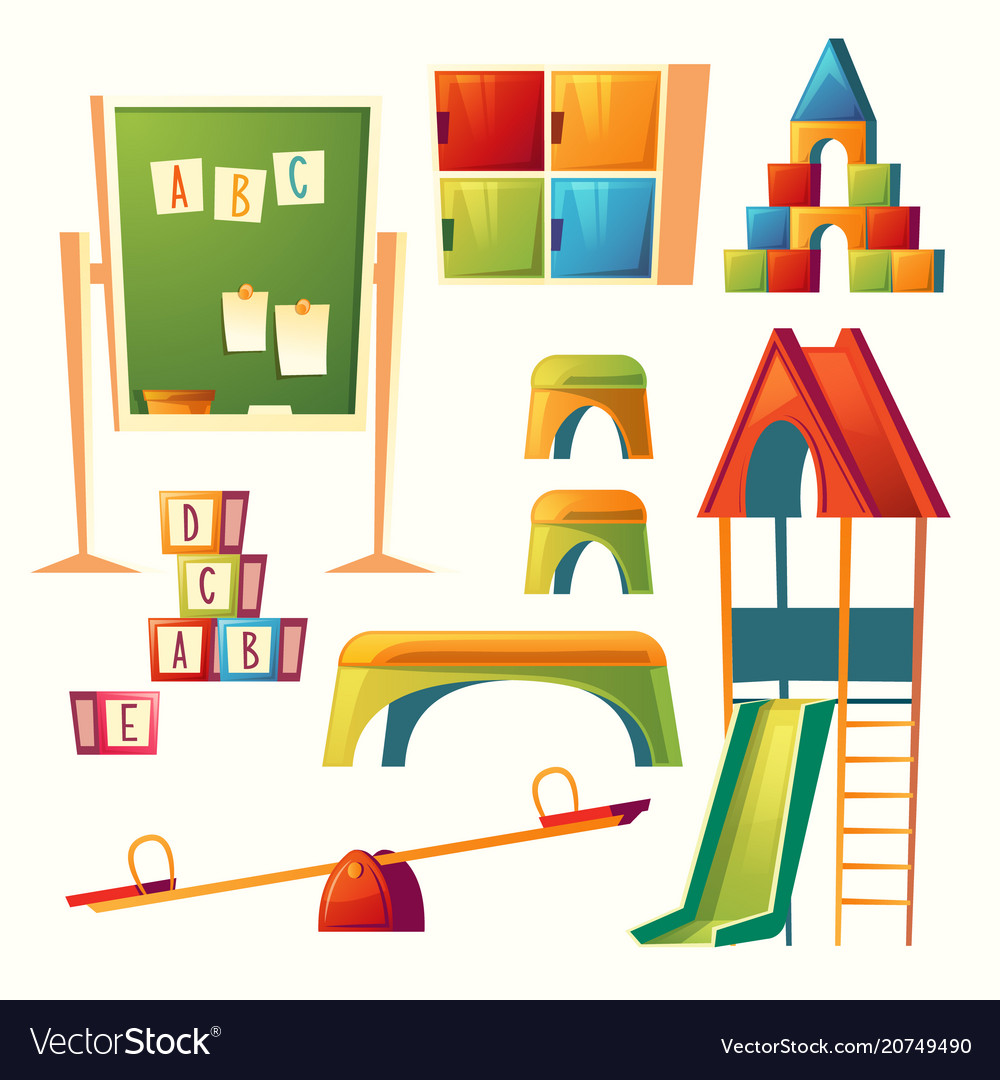 Set of cartoon kindergarten children Royalty Free Vector