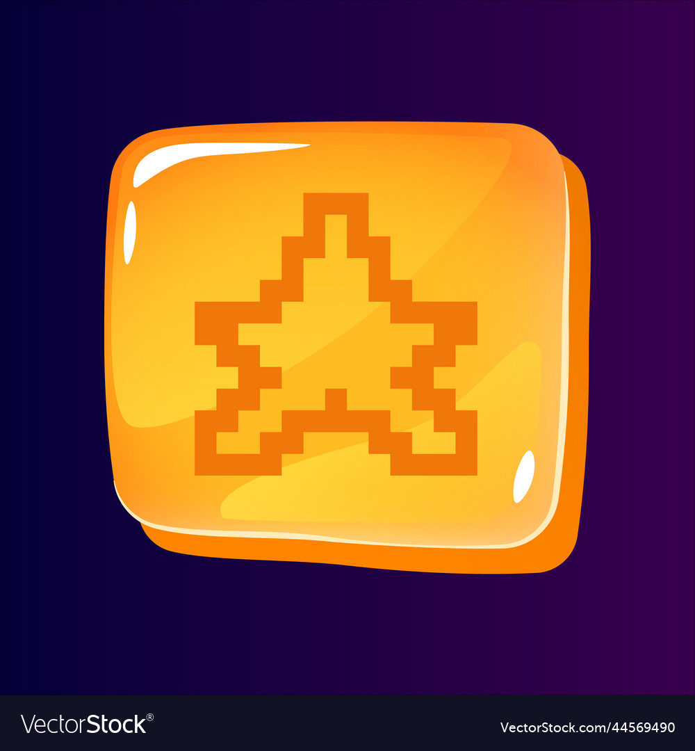 Star glossy ui button with pixelated icon vector image Star glossy ui button with pixelated icon