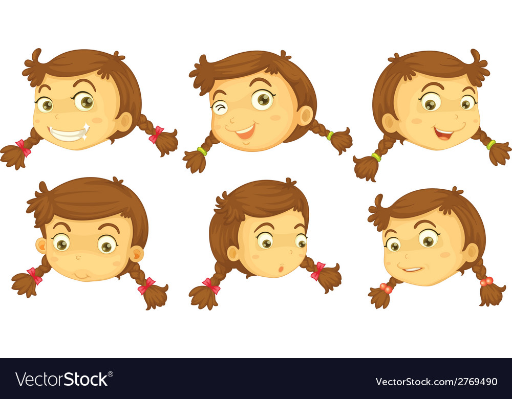 variations of a girls faces royalty free vector image