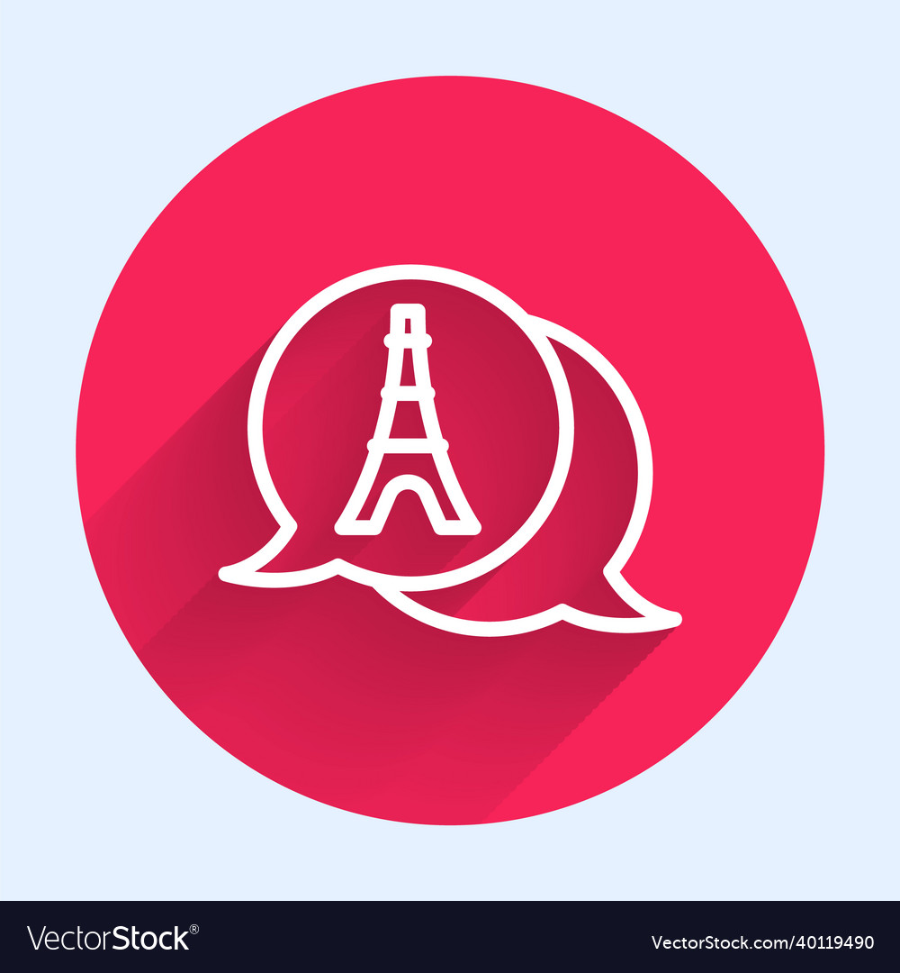 White line eiffel tower icon isolated with long vector image White line eiffel tower icon isolated with long