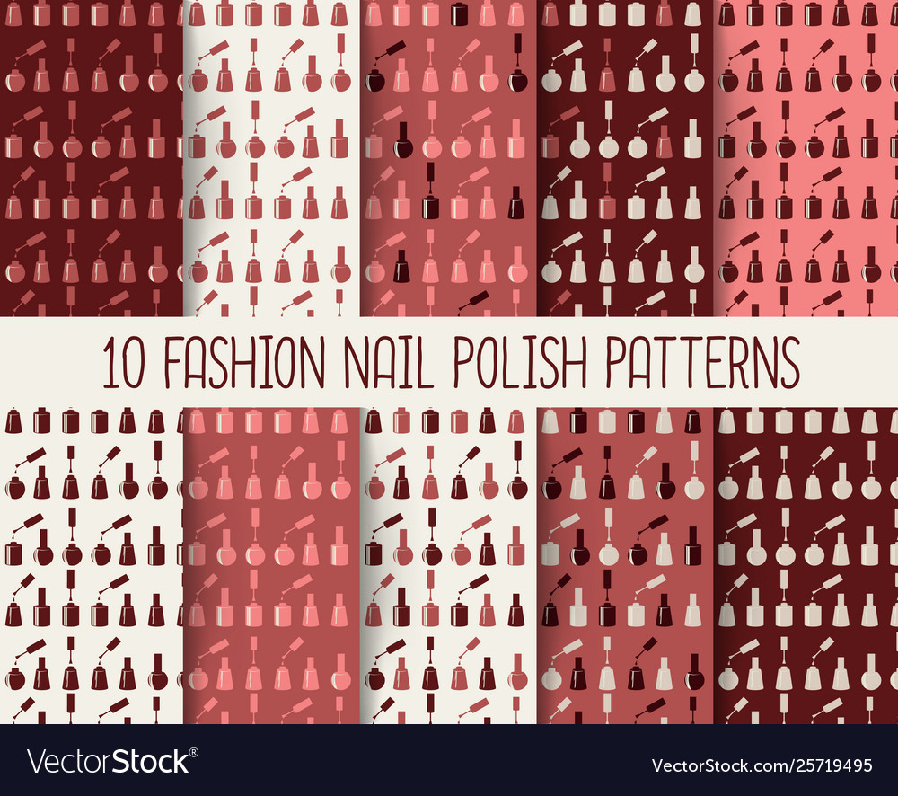 10 different nail polish seamless patterns