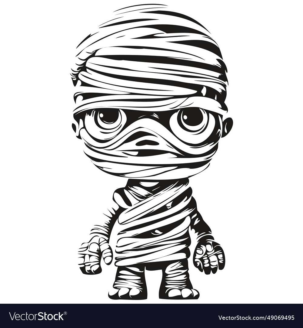 Black and white mummy image for halloween Vector Image