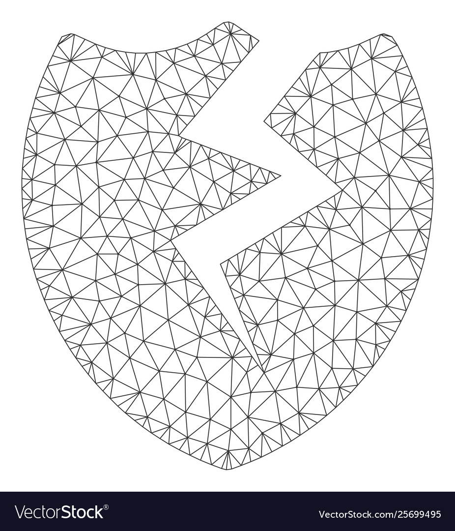 Broken shield polygonal frame mesh Vector Image Broken shield polygonal frame mesh