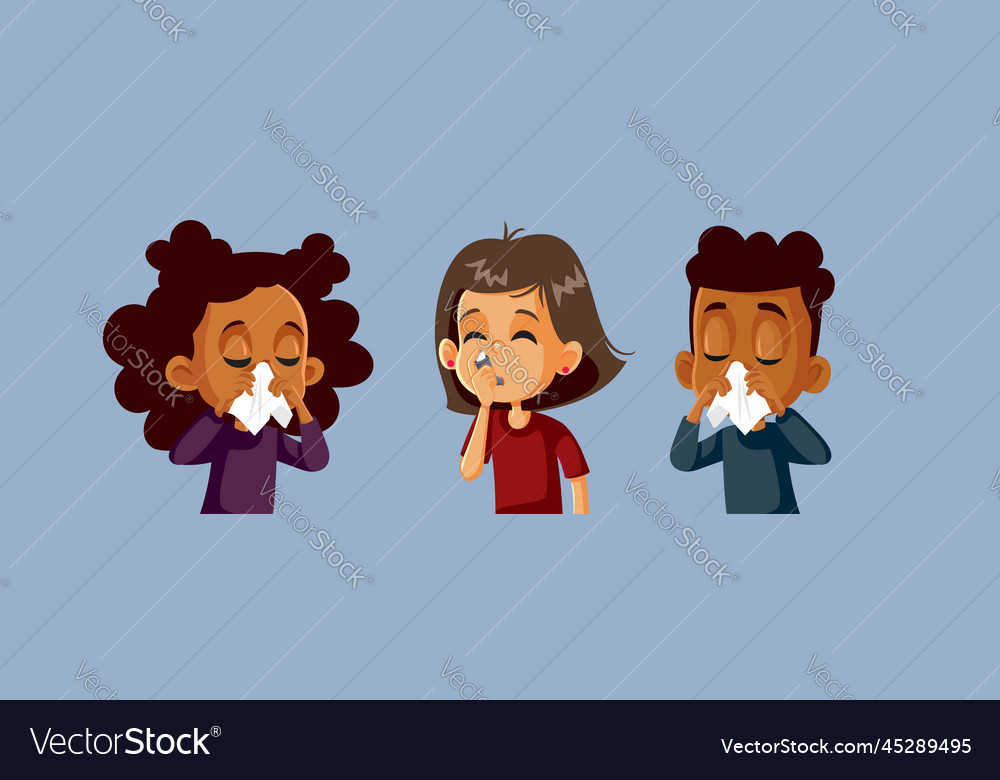 Children suffering respiratory diseases during Vector Image