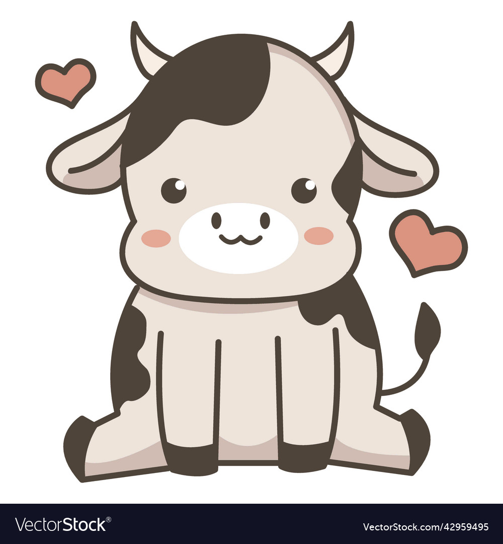 Cute cow sitting flat high quality Royalty Free Vector Image