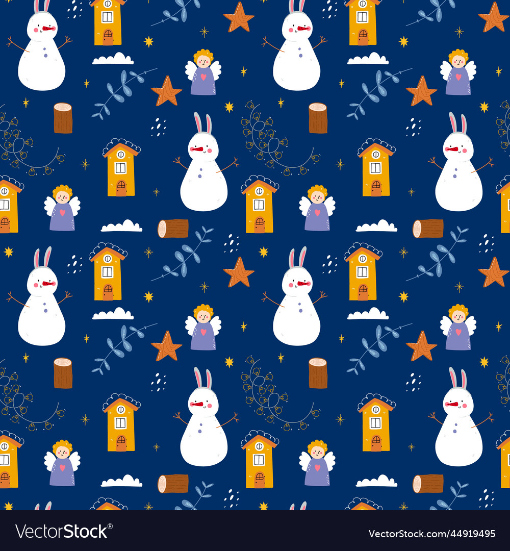 Cute cozy winter seamless pattern