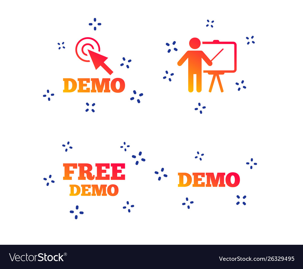 Demo with cursor icon presentation billboard Vector Image Demo with cursor icon presentation billboard