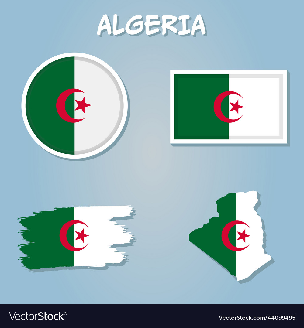 Detail einer Map algeria mit Flagge