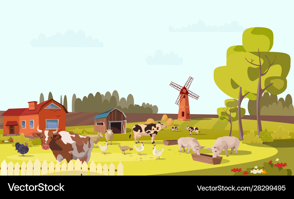 Farm flat Royalty Free Vector Image - VectorStock