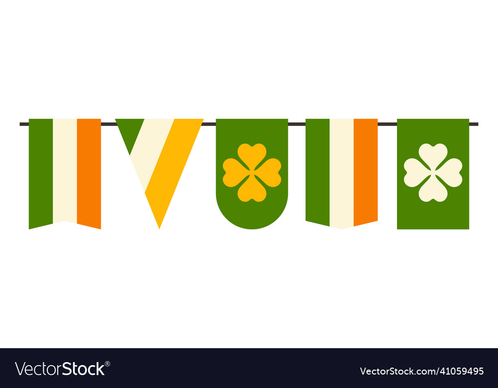 Flags garland with clower saint patricks day vector image Flags garland with clower saint patricks day