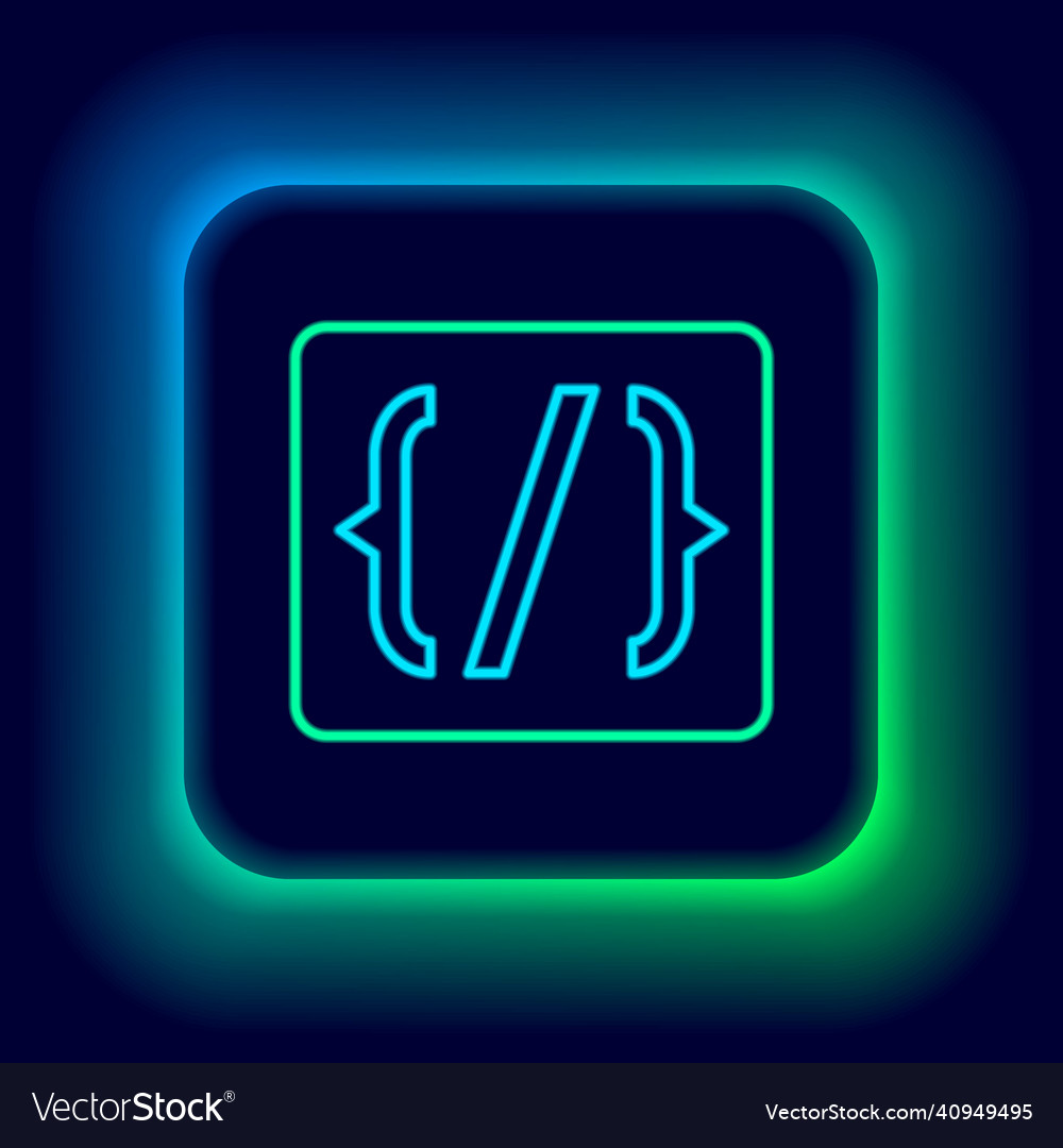 Glowing neon line programming language syntax icon vector image Glowing neon line programming language syntax icon